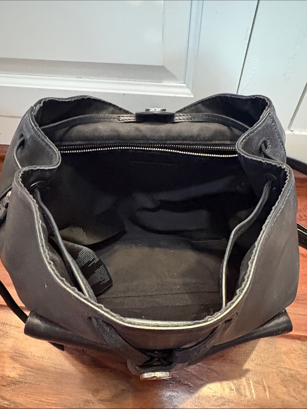 All Saints Black Leather Backpack with Front Pockets - Picture 7 of 9